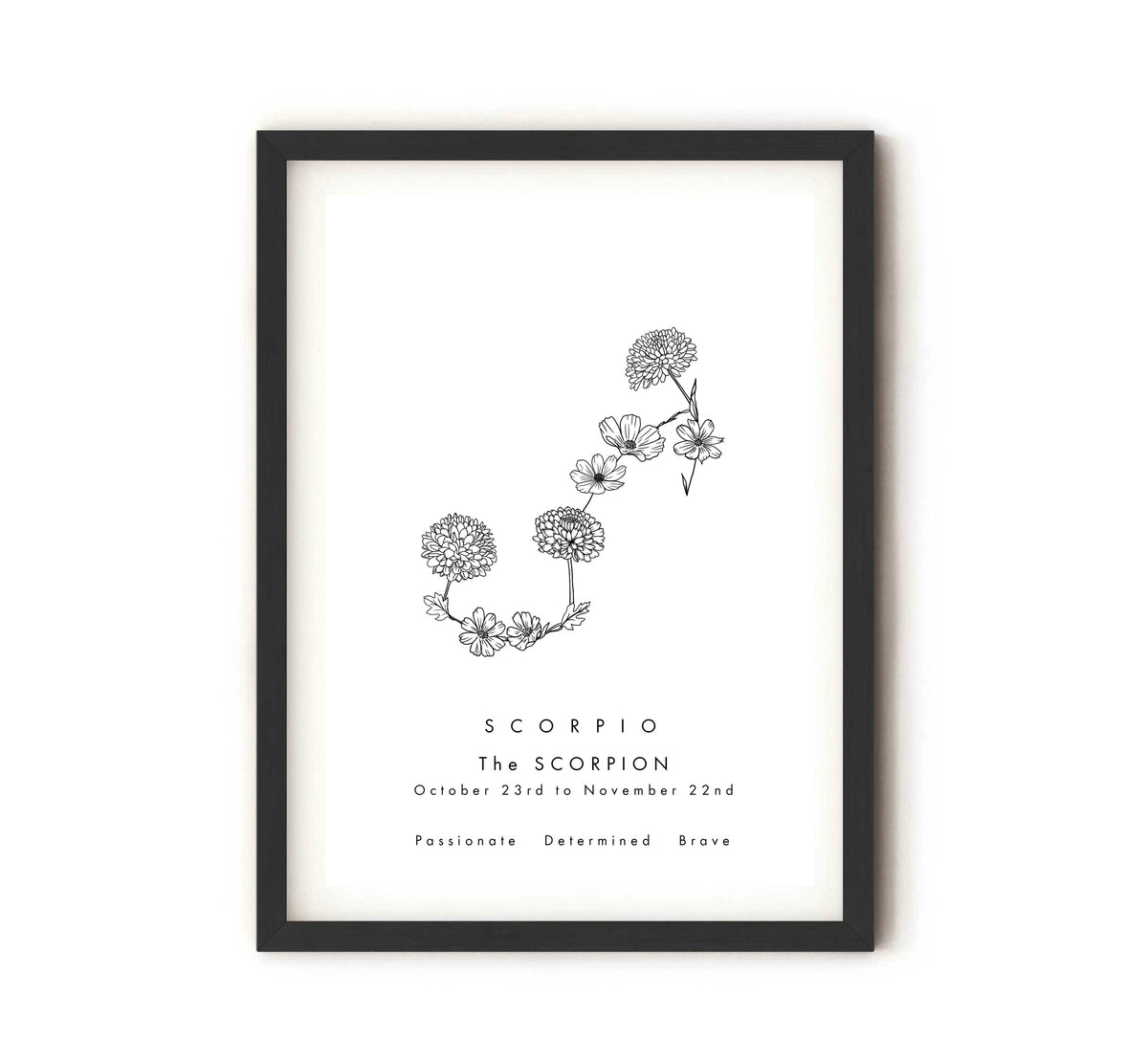 Scorpio Constellation Birth Flower Print