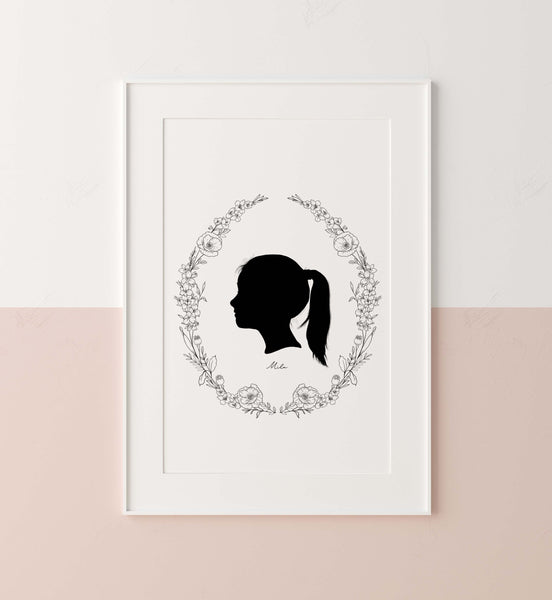 Custom Birth Flower Silhouette