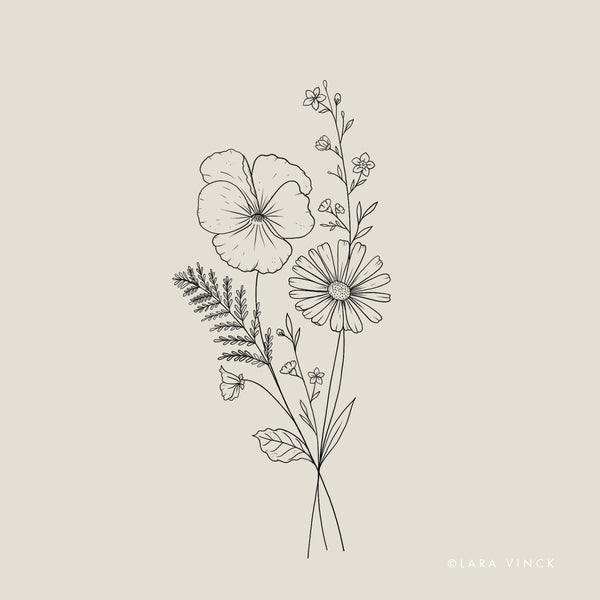 Custom Floral Tattoo Design (Small Size)