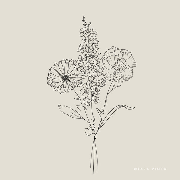 Custom Floral Tattoo Design (Small Size)