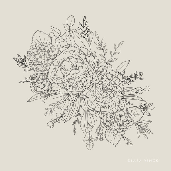 Custom Floral Tattoo Design (Large Size)