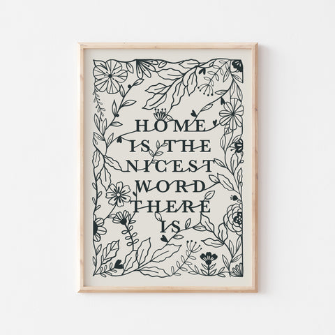 Home is the Nicest Word there Is/Home Decor Print/Home Print/Wall Decor/Wall Art/Quote Print/Gifts for New Home Owners/House Warming Gift