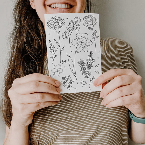 Birth Flowers January to June - Temporary Tattoos