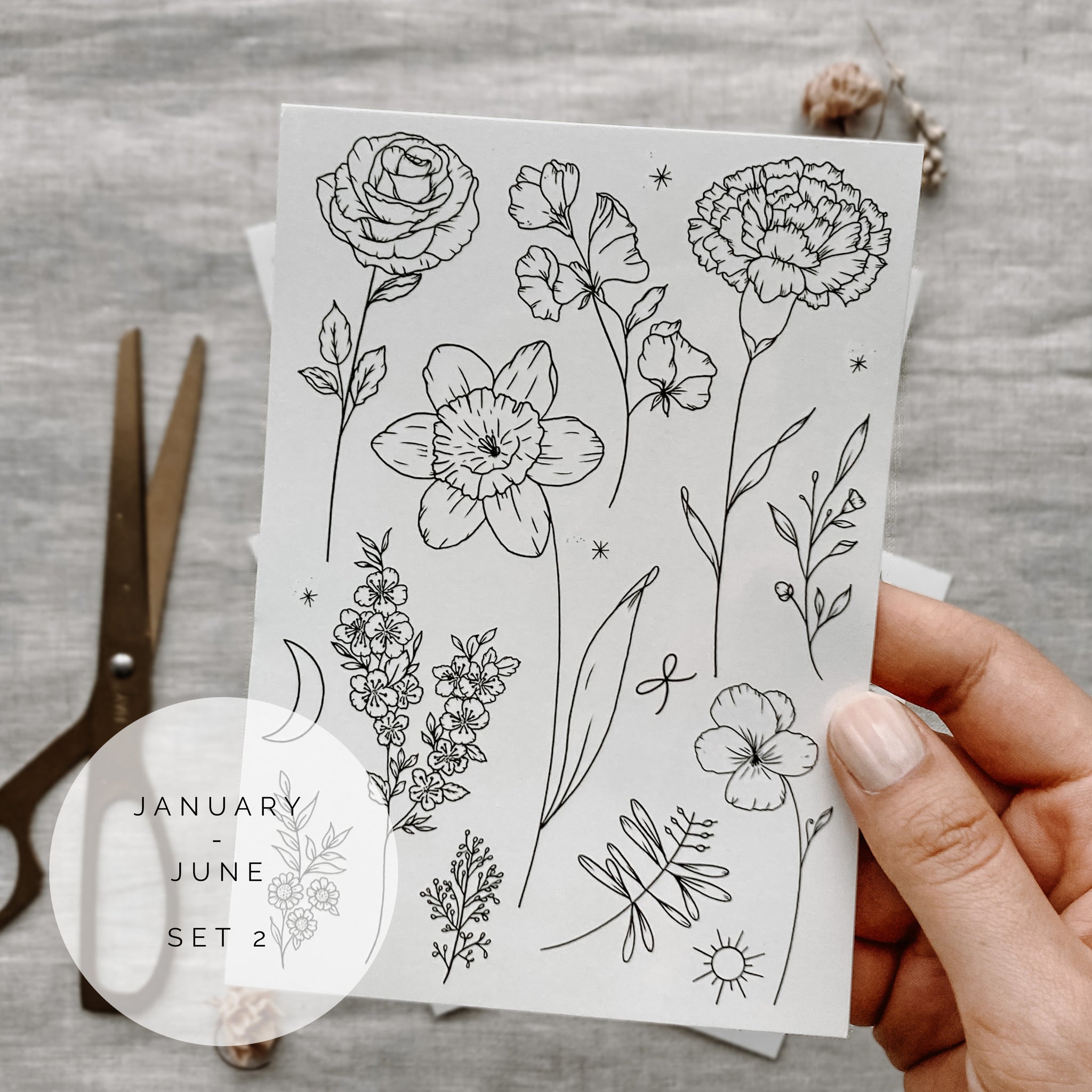 Birth Flowers January to June - Temporary Tattoos