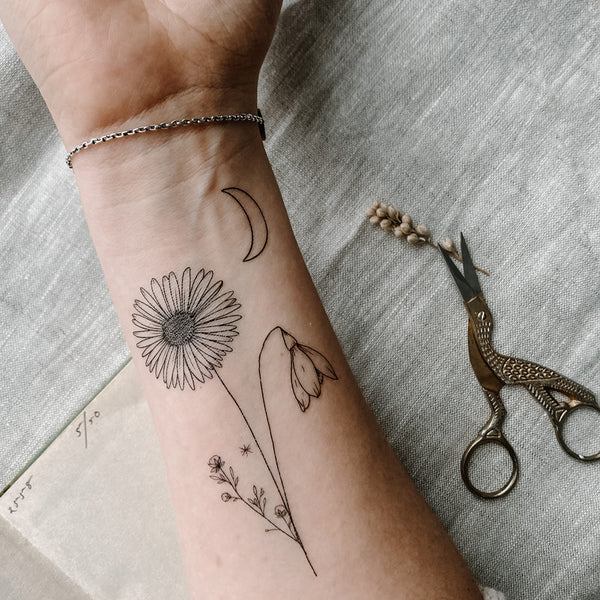 Birth Flowers July to December - Temporary Tattoos