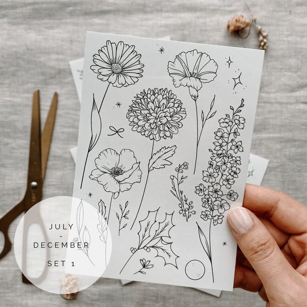 Birth Flowers July to December - Temporary Tattoos