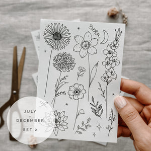 Birth Flowers July to December - Temporary Tattoos