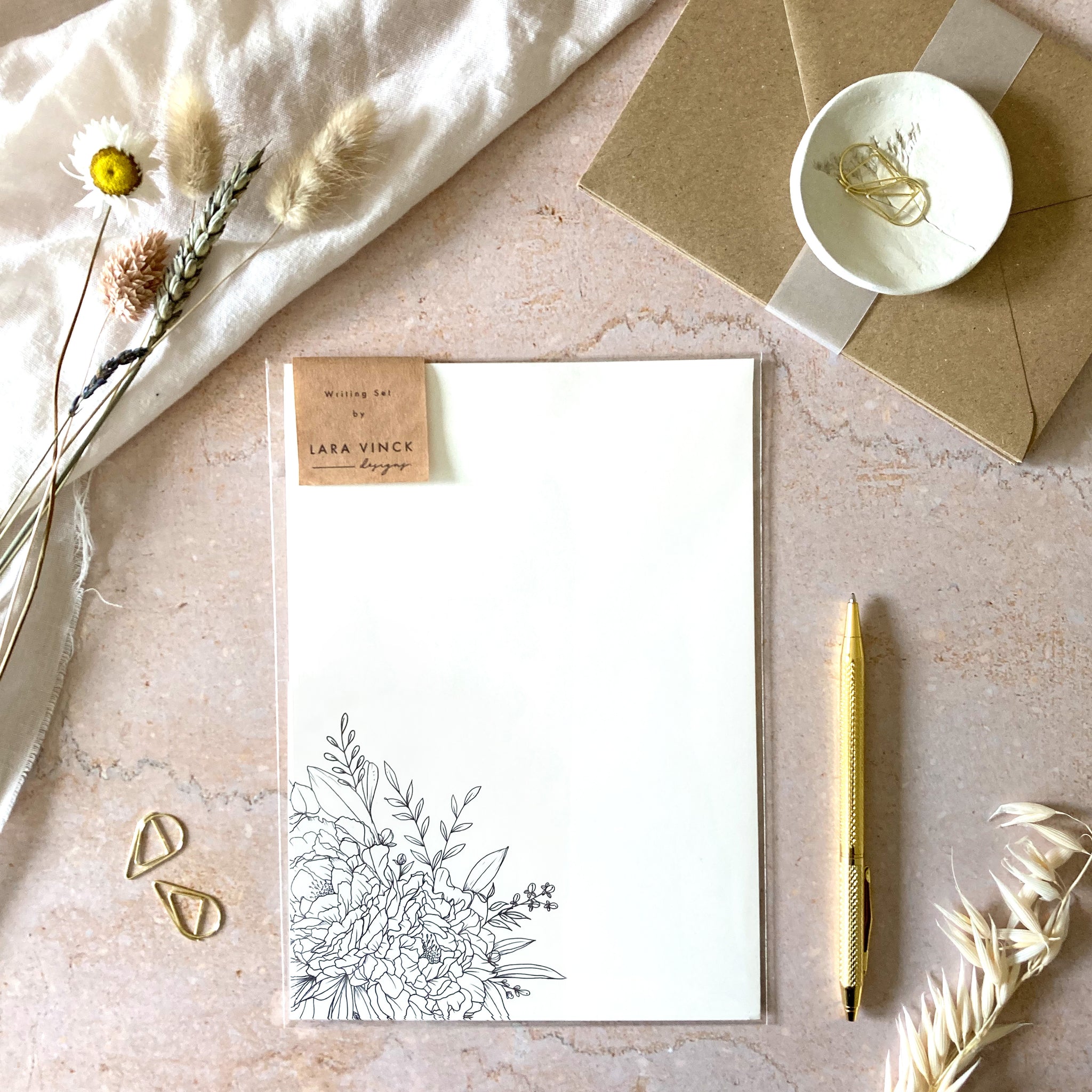 Peonies Writing Set/ Writing Paper with Envelopes/Letter Writing Set/Gifts for Wildflower Lovers/Snail Mail/Writing and Luxury Paper Pack