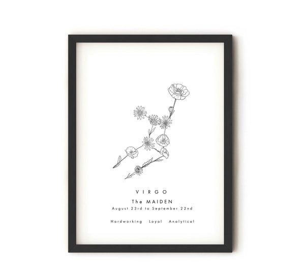 Virgo - Constellation & Birth Flower Print
