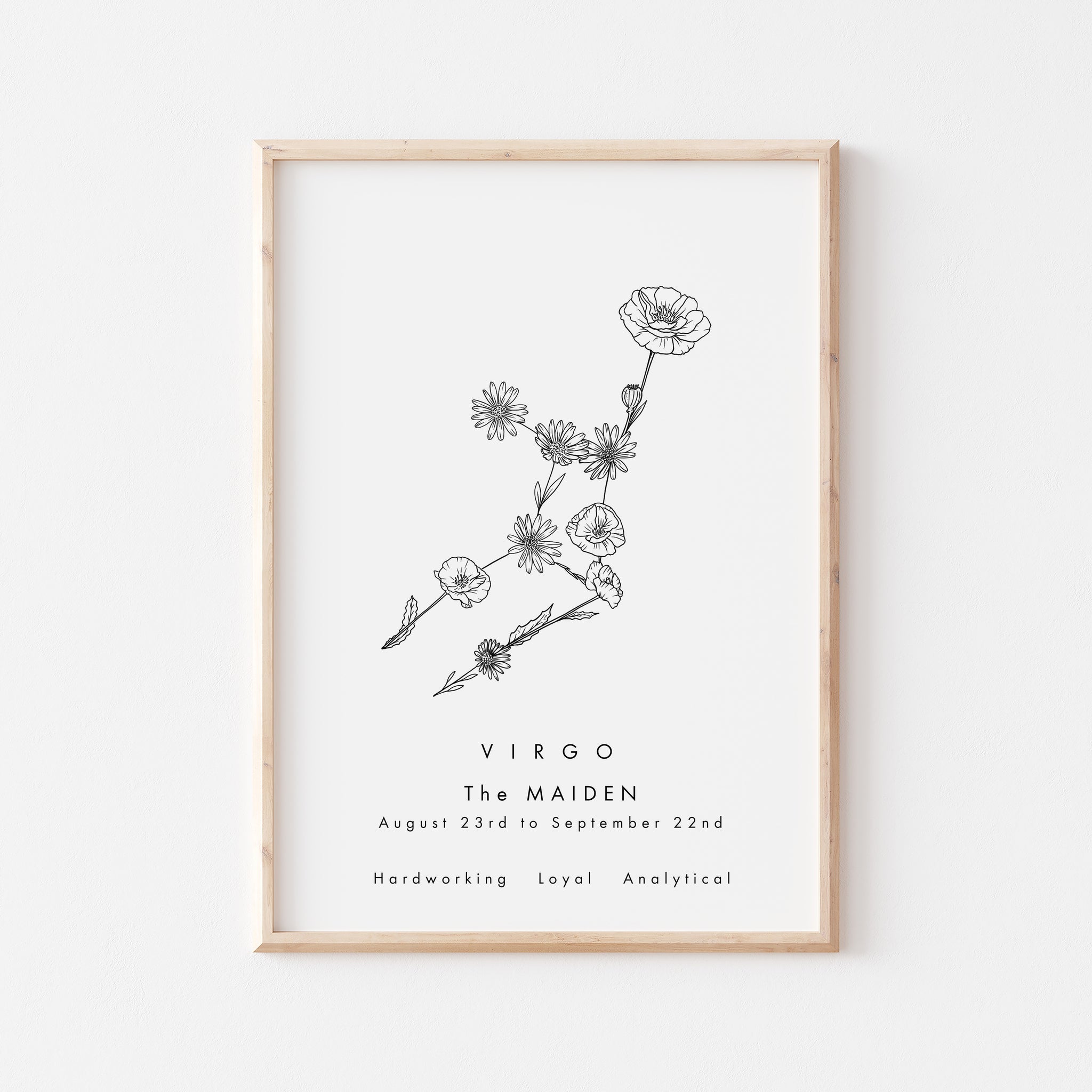Virgo Zodiac Constellation Birth Flower Print
