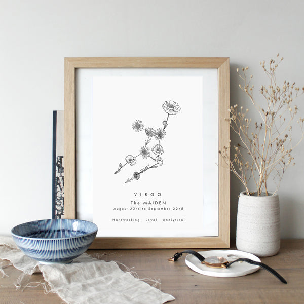 Virgo - Constellation & Birth Flower Print